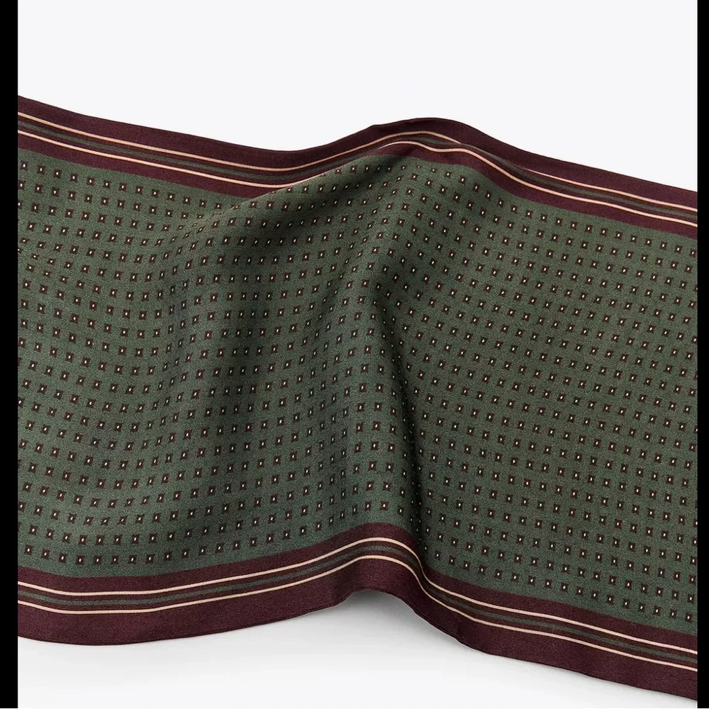 Zara satin printed scarf, 100% viscose, 8”x 80”
